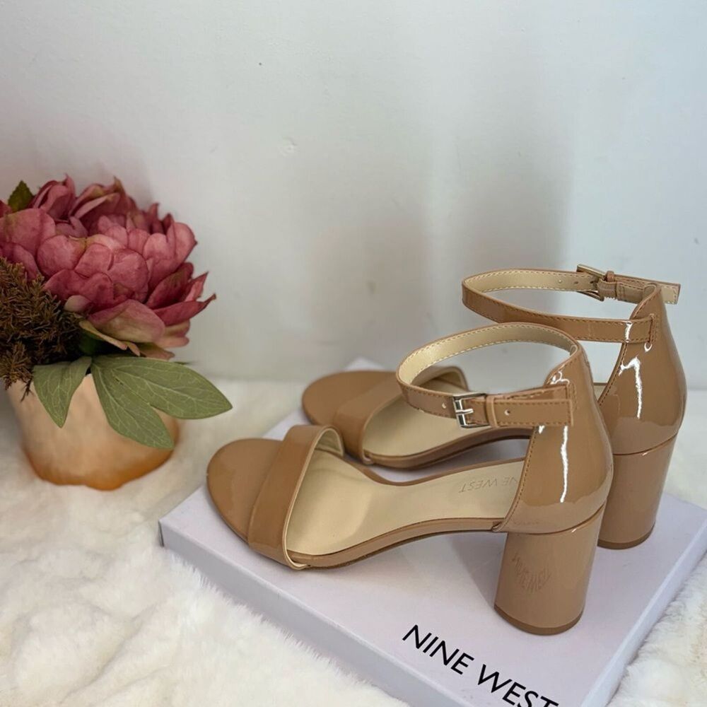 NINE WEST WOMEN SHOES SIZE 7.5 M  PRUCE ANKLE STRAP BLOCK HEEL SANDALS - Picture 7 of 15